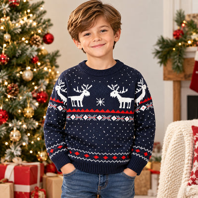 Kersttrui Kinderen – Gebreide Trui met Vrolijk Rendiermotief (6)