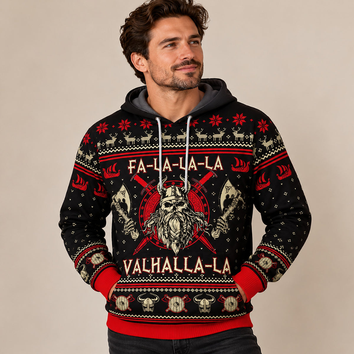 Kersttrui Mannen – Viking Design als Trui, Hoodie of Vest (5)