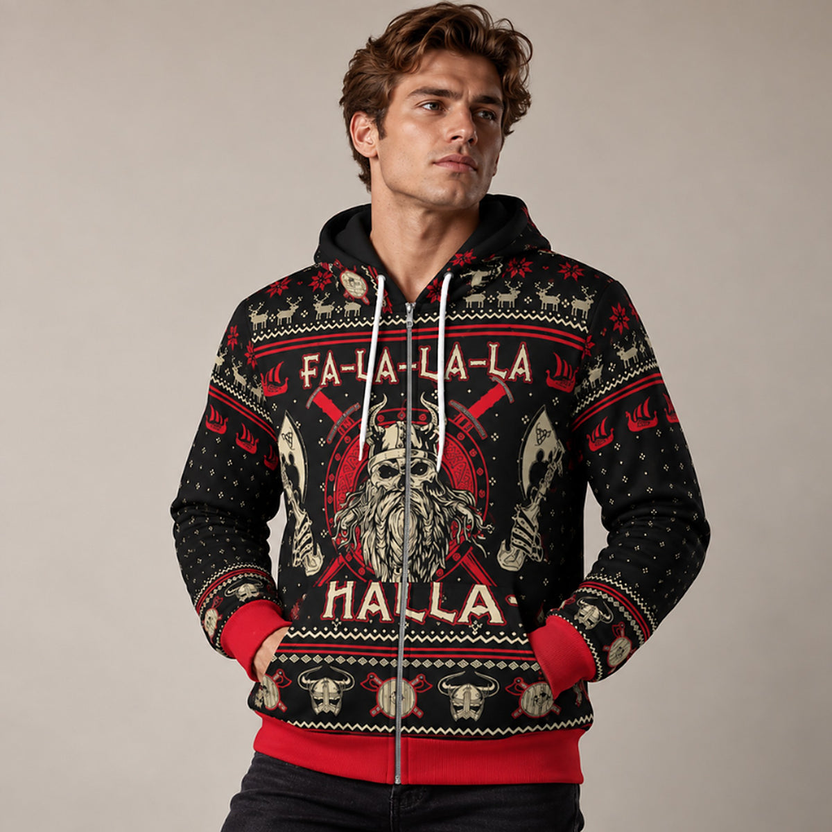 Kersttrui Mannen – Viking Design als Trui, Hoodie of Vest (6)