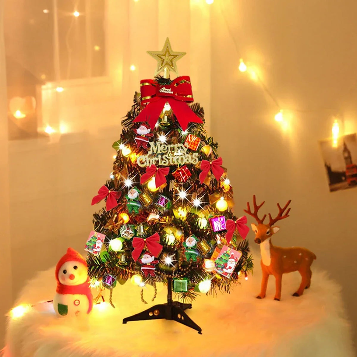 Kleine Kerstboom met Verlichting – Versierd Tafelmodel van 50 of 60 cm (5)