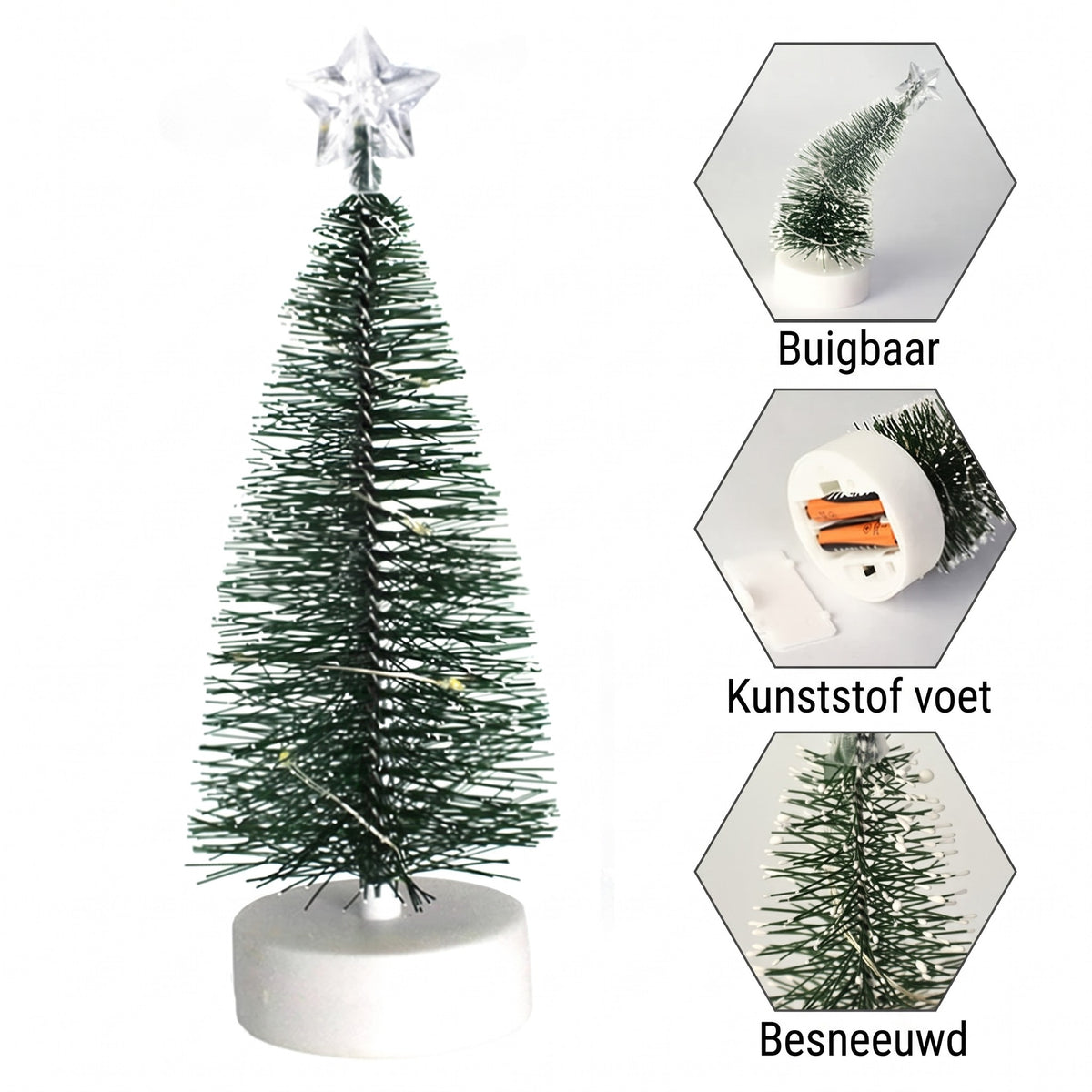 LED Kerstboompje – Besneeuwd Mini Boompje met Ster en Lichtjes (5)