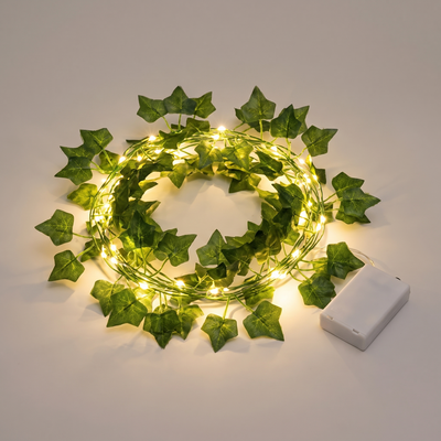 Lichtslinger Klimop - Groene Bladslinger met Warm Witte LED op Batterijen
