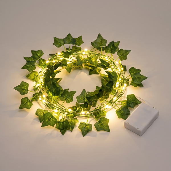 Lichtslinger Klimop - Groene Bladslinger met Warm Witte LED op Batterijen