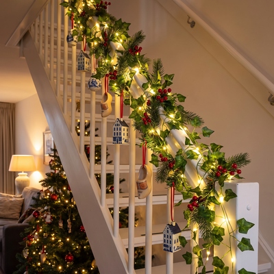 Lichtslinger Klimop – Groene Bladslinger met Warm Witte LED op Batterijen (3)