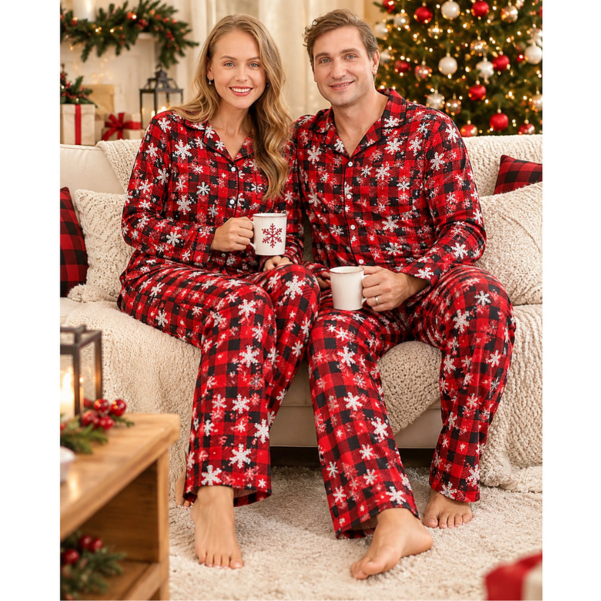 Matching Kerst Pyjama – Geruite Pyjamaset voor Koppels (7)