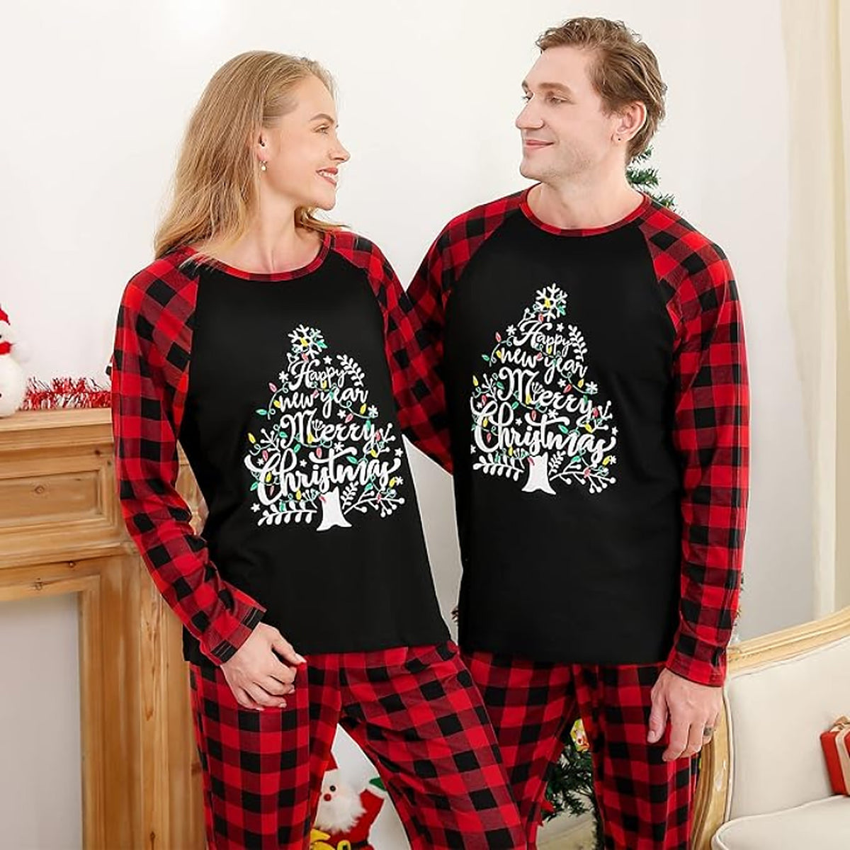 Matching Kerst Pyjama – Geruite Pyjamaset voor Koppels (8)