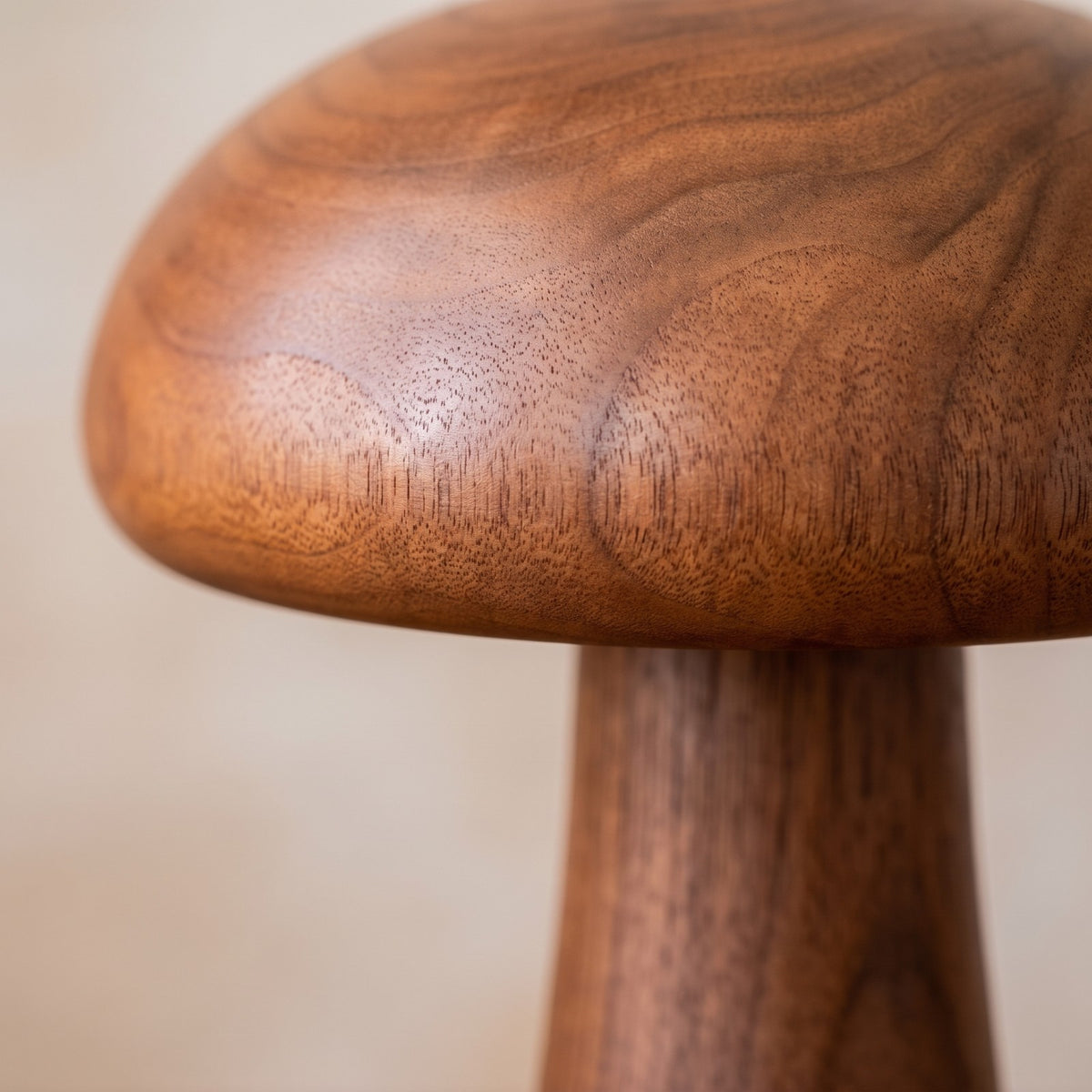Mushroom Lamp - Houten Paddenstoel Tafellamp houtnerf detail
