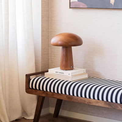 Mushroom Lamp - Houten Paddenstoel Tafellamp op bankje