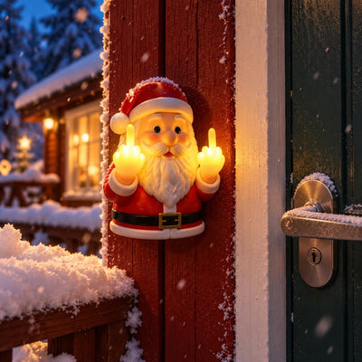Ondeugende Kerstman Lamp bij de voordeur