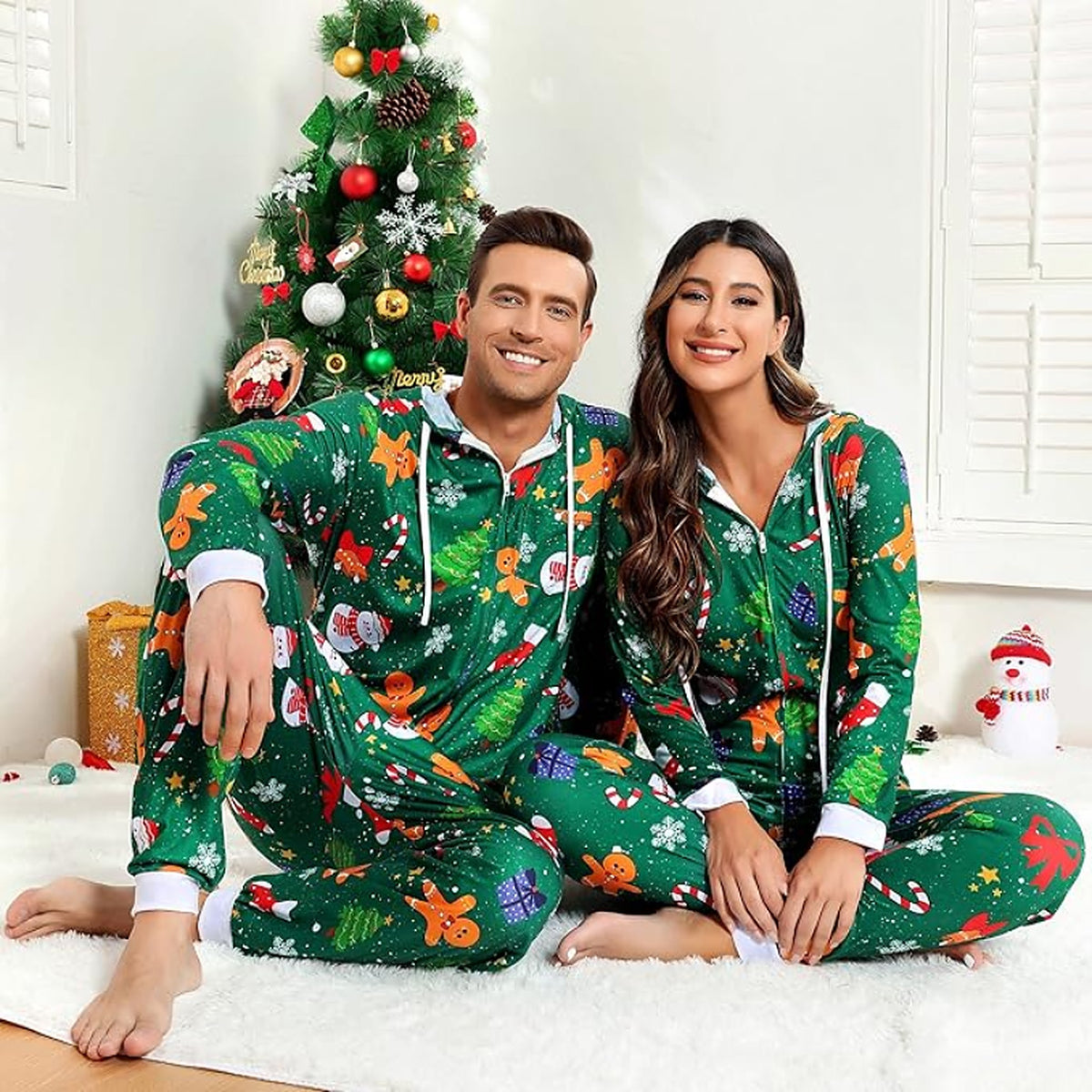 Onesie Volwassenen – Matching Kerstset voor Koppels met Rits (6)