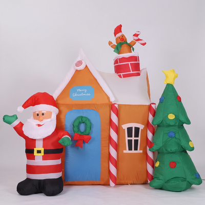 Opblaasbare Kerstman 180 cm – Kersthuis met Kerstboom en LED Verlichting (2)