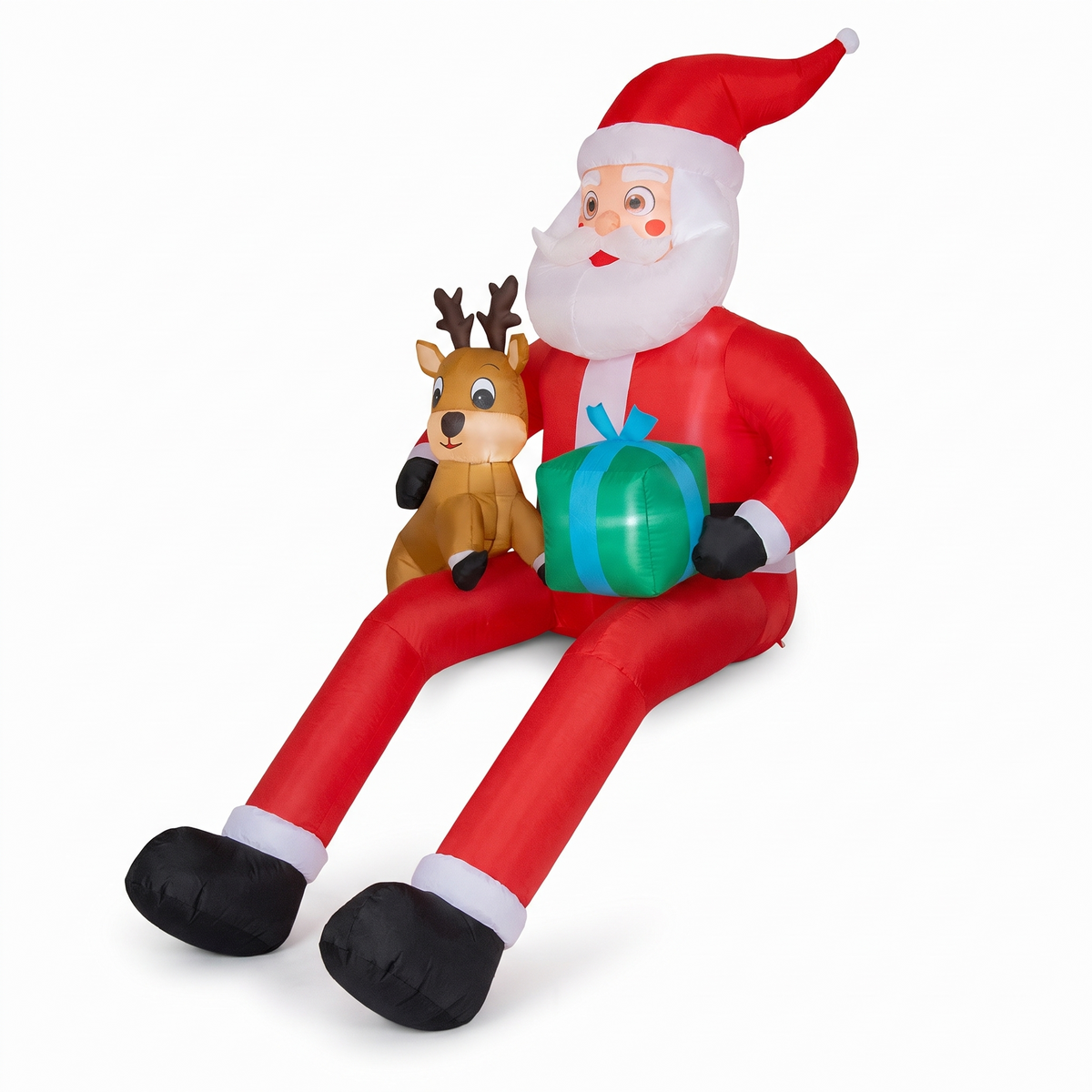 Opblaasbare Kerstman met Rendier - 290 cm met LED-Verlichting