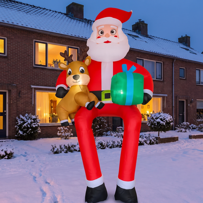 Opblaasbare Kerstman met Rendier – 290 cm met LED-Verlichting (2)