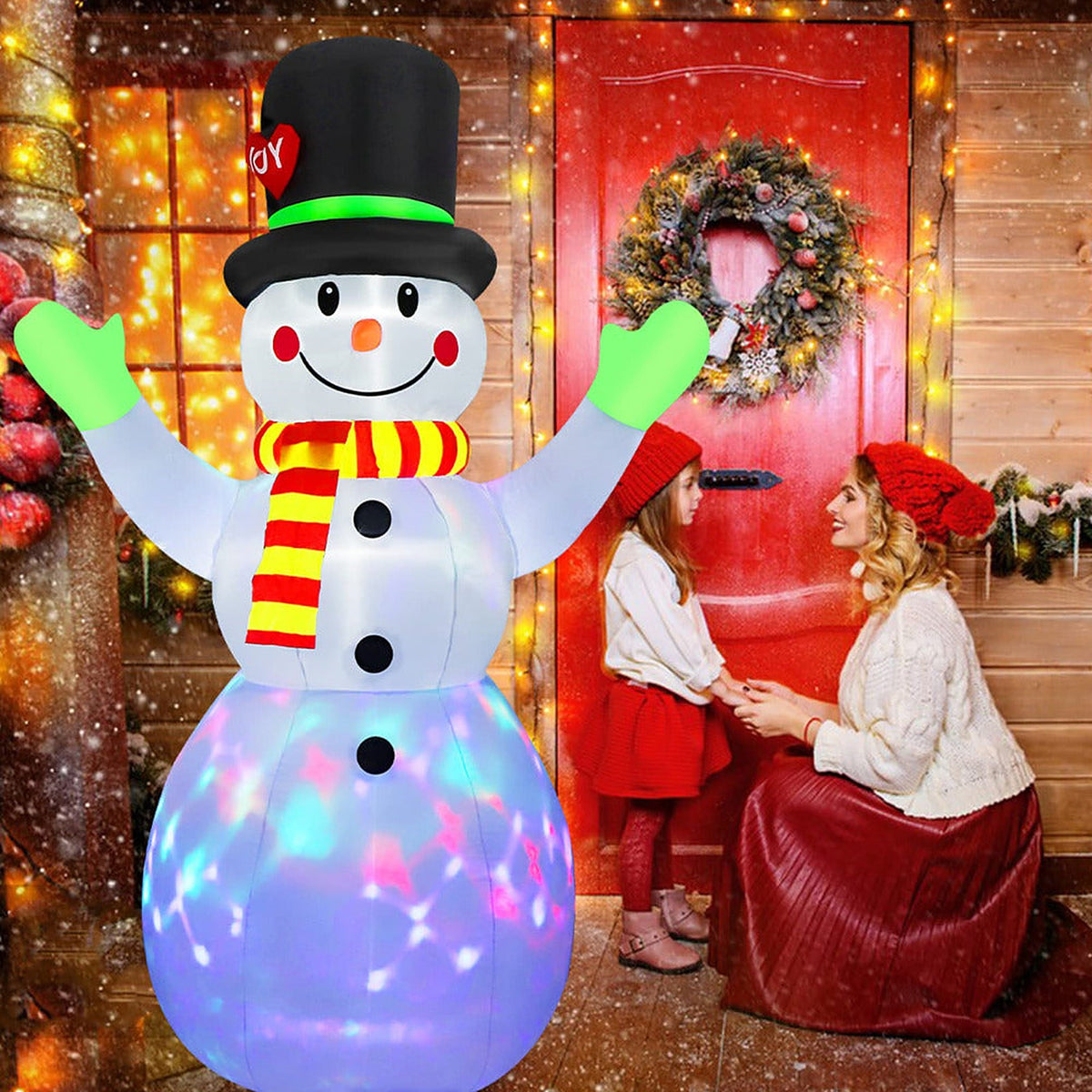Opblaasbare Sneeuwpop XL – 220 cm met LED Verlichting voor de Tuin (3)