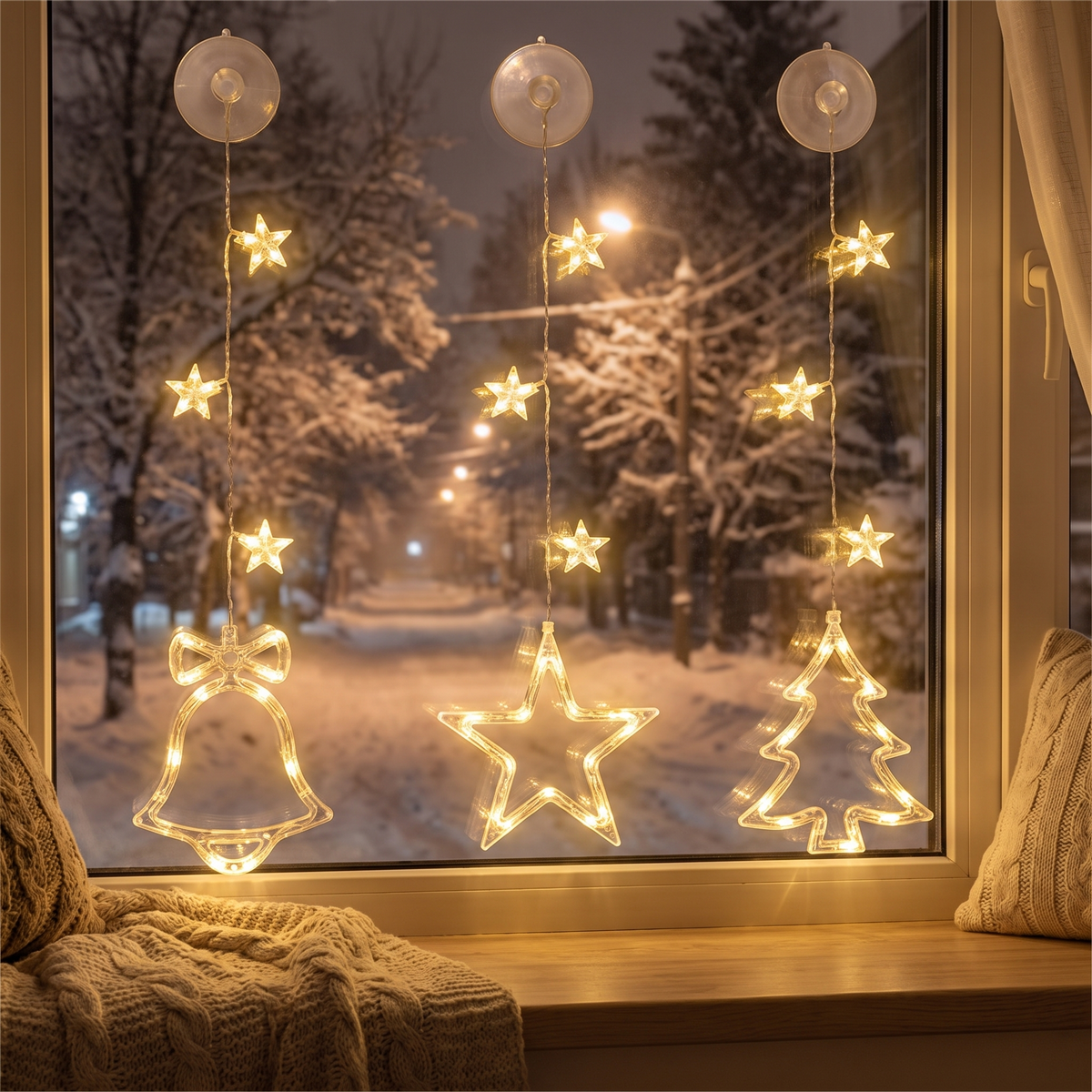 Raamverlichting Kerst – LED Raamdecoratie met Zuignap, Set van 3 (2)