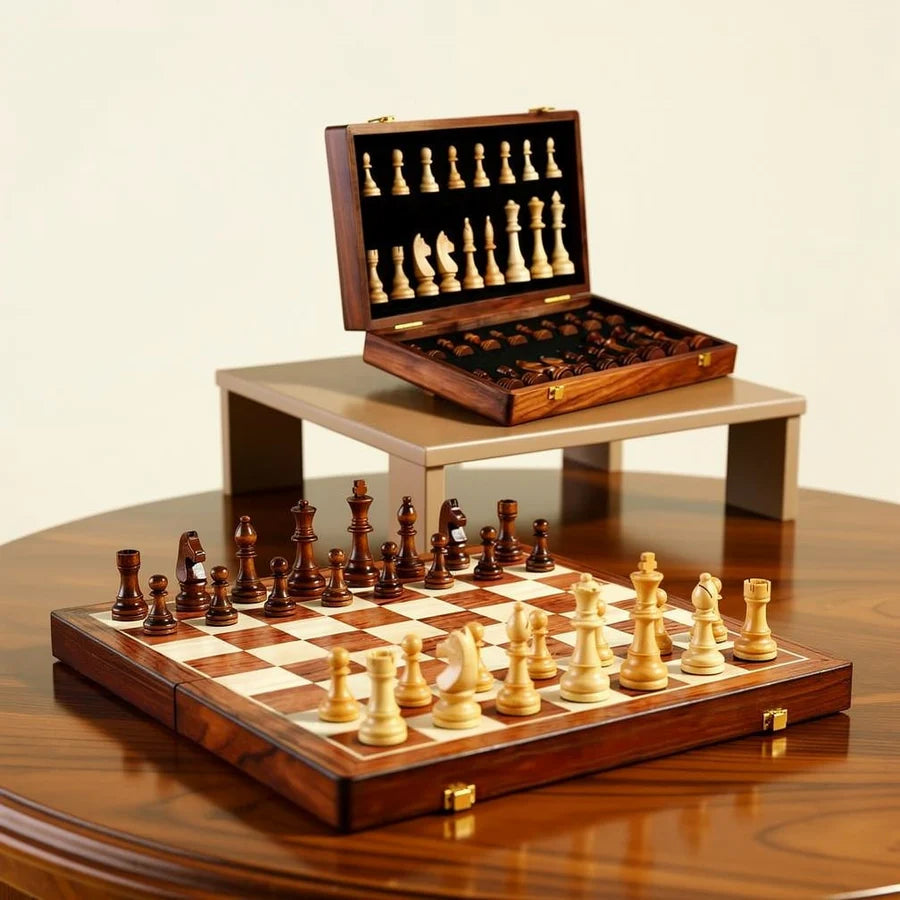 Schaakspel - Opvouwbare Houten Schaakset - RoyalBrett