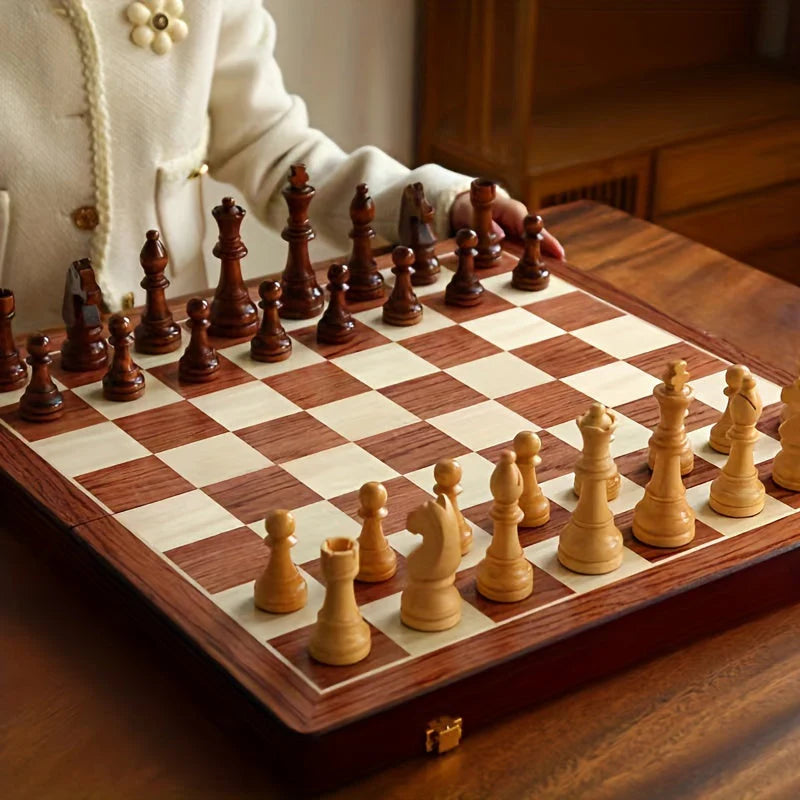Schaakspel - Opvouwbare Houten Schaakset - RoyalBrett