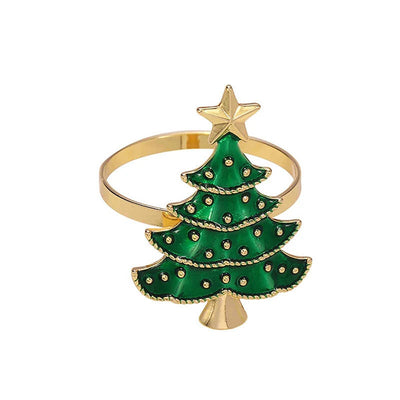 Servetringen Kerstboom – Set van 6 Servetringen in Groen of Goud (3)
