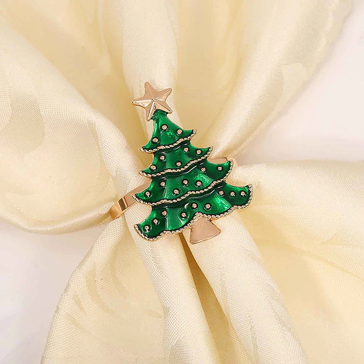 Servetringen Kerstboom – Set van 6 Servetringen in Groen of Goud (4)