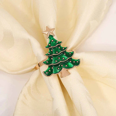 Servetringen Kerstboom – Set van 6 Servetringen in Groen of Goud (4)