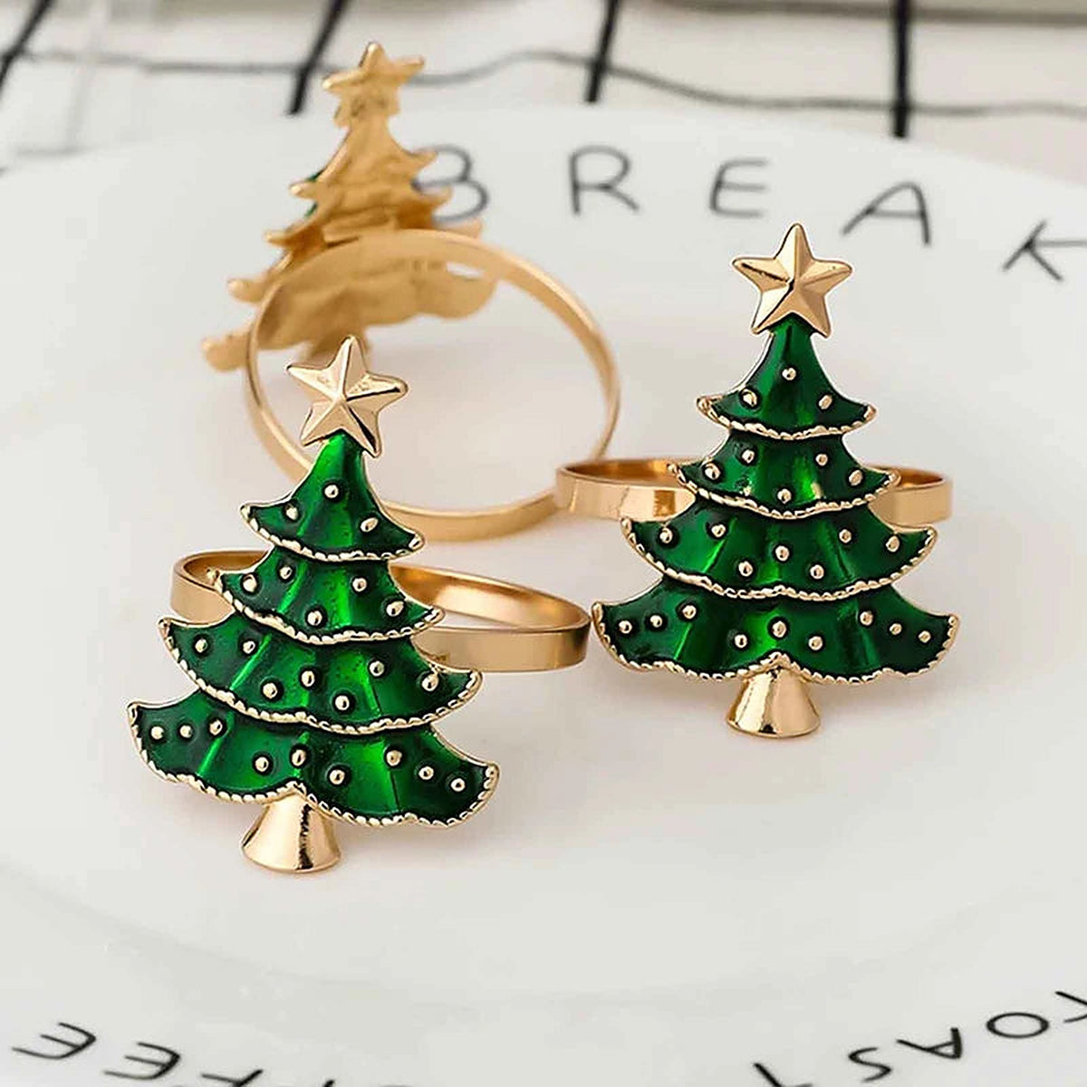 Servetringen Kerstboom – Set van 6 Servetringen in Groen of Goud (6)