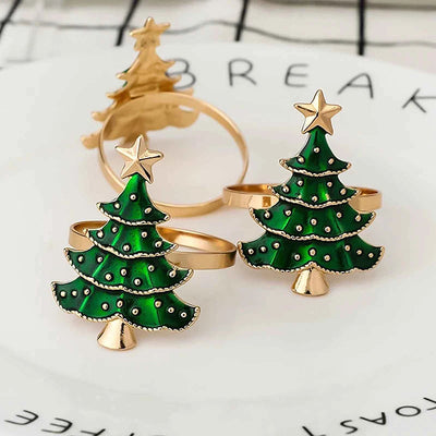 Servetringen Kerstboom – Set van 6 Servetringen in Groen of Goud (6)