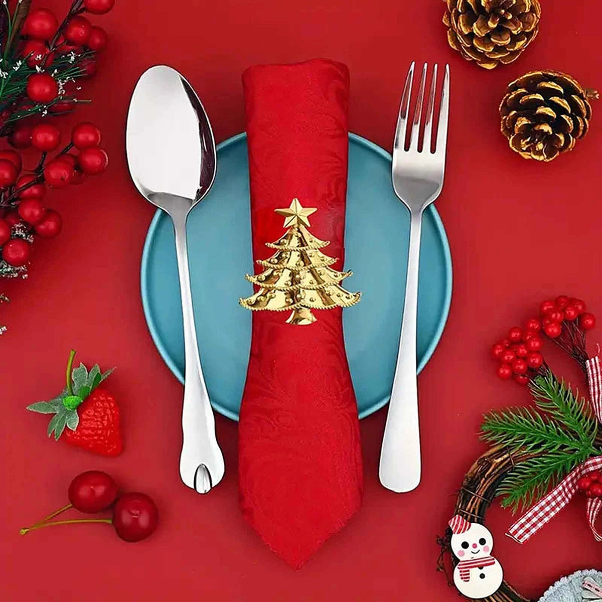 Servetringen Kerstboom – Set van 6 Servetringen in Groen of Goud (7)