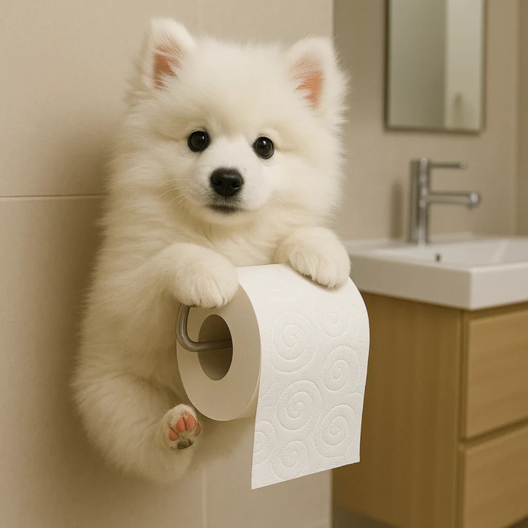 PupRoll - Support de rouleau de papier toilette - Support mural au design chien enjoué