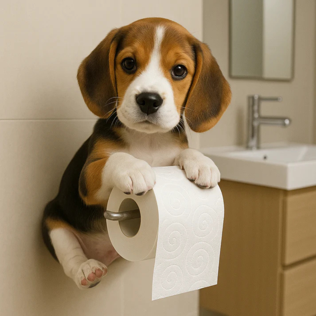 PupRoll - Support de rouleau de papier toilette - Support mural au design chien enjoué