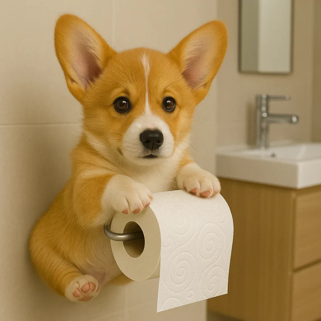 PupRoll - Support de rouleau de papier toilette - Support mural au design chien enjoué