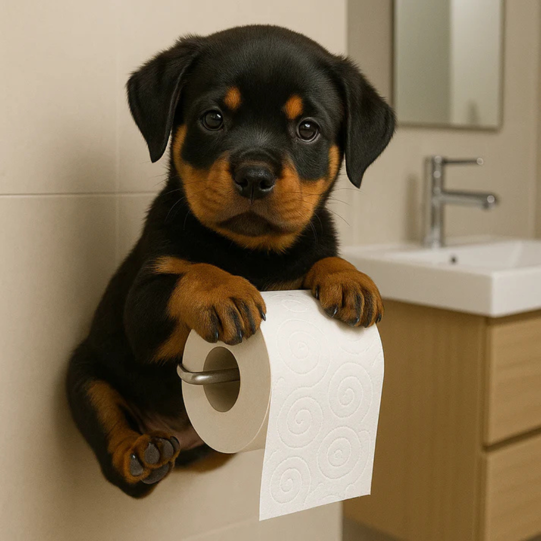 PupRoll - Support de rouleau de papier toilette - Support mural au design chien enjoué
