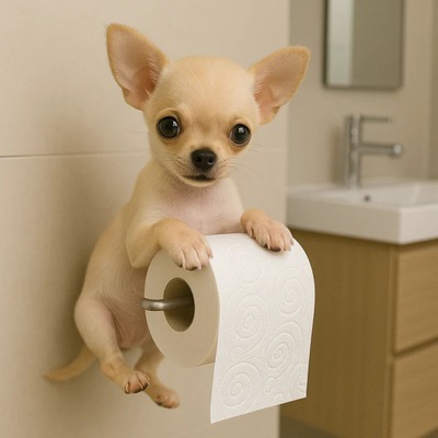 PupRoll - Wc rol houder - Speelse Hond Design Wandhouder