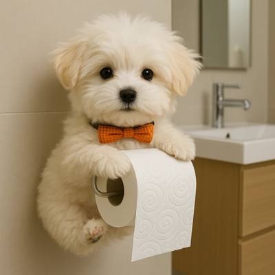 PupRoll - Wc rol houder - Speelse Hond Design Wandhouder