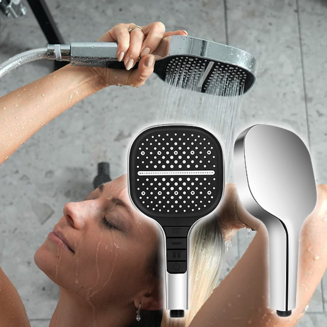 HydroVexa - Pommeau de douche - Douche haute pression 3-en-1 avec bouton STOP