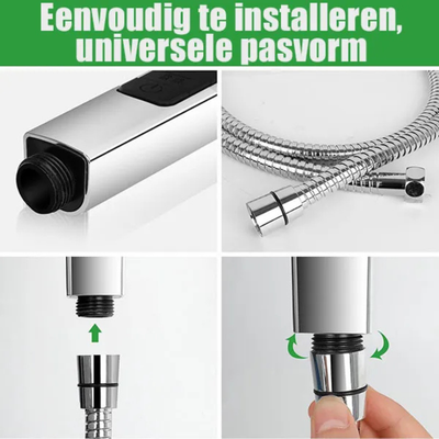 HydroVexa - Pommeau de douche - Douche haute pression 3-en-1 avec bouton STOP