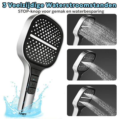 HydroVexa - Pommeau de douche - Douche haute pression 3-en-1 avec bouton STOP