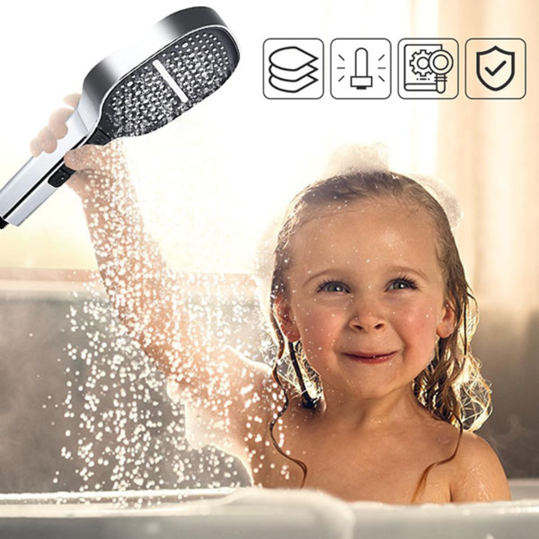 HydroVexa - Pommeau de douche - Douche haute pression 3-en-1 avec bouton STOP
