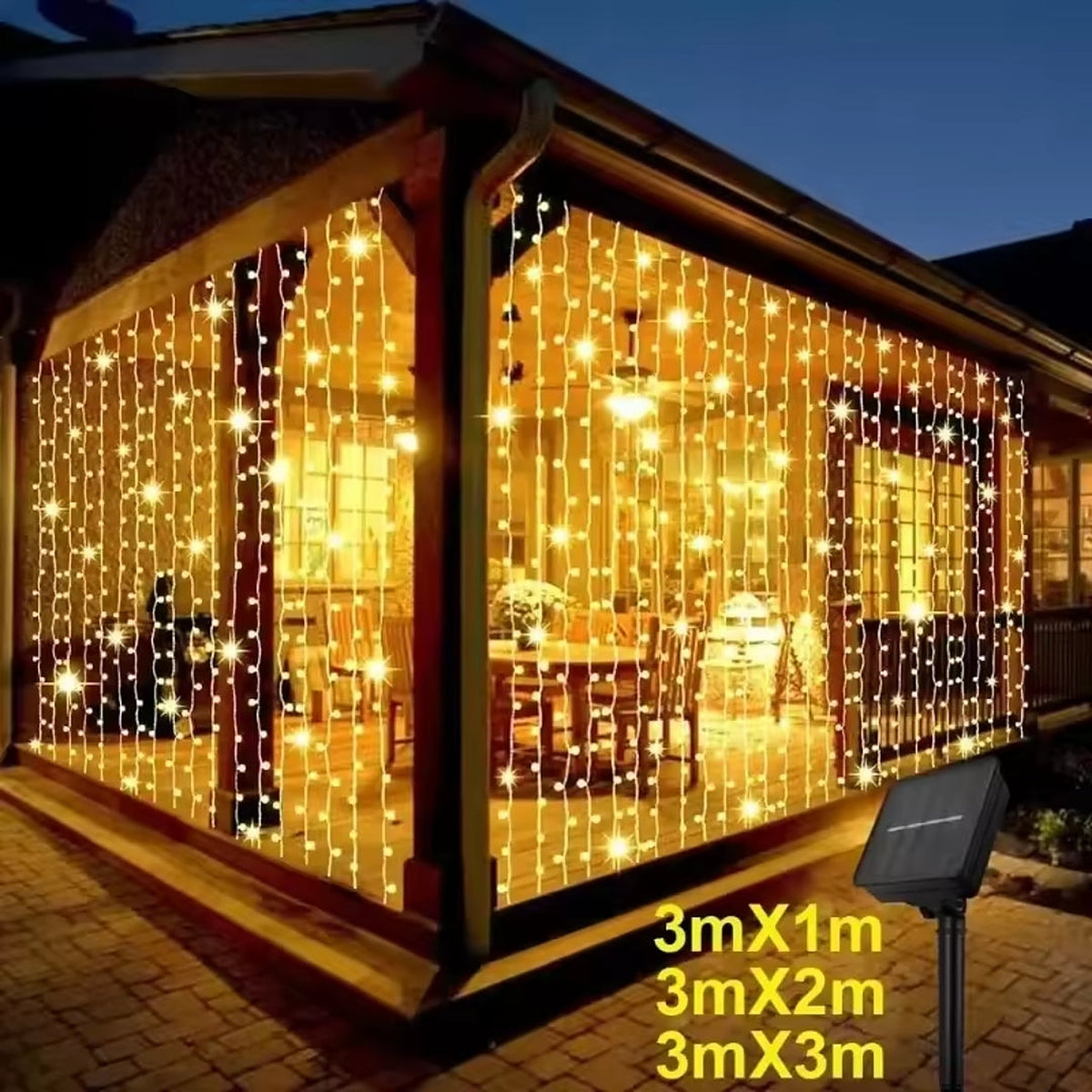 Lichtgordijn in drie formaten bij een veranda