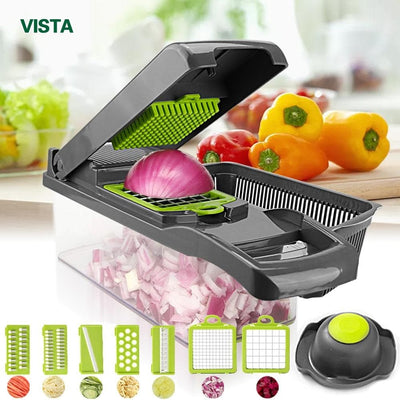 🌷 50% DE RÉDUCTION | Ensemble de 15 pièces coupe-légumes multifonctionnel – Coupe, Râpe et Hache super rapidement et sans effort | Sûr et lavable au lave-vaisselle