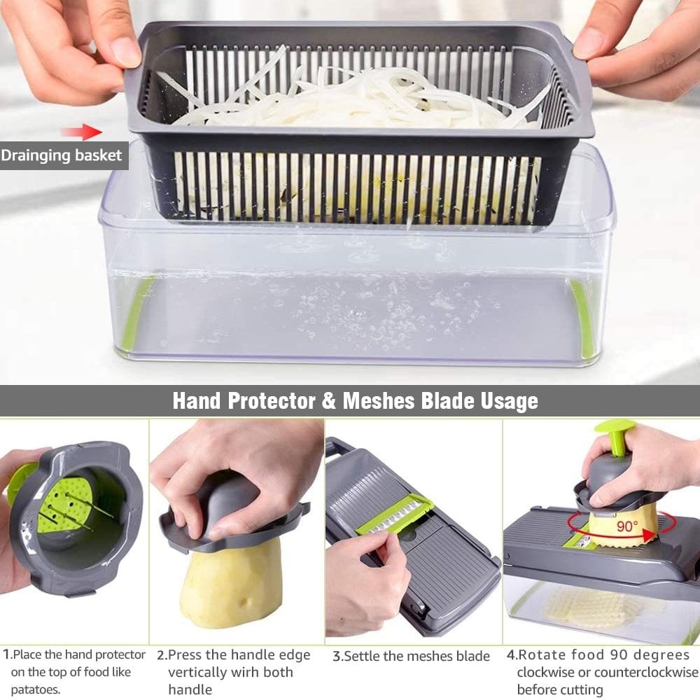 🌷 50% DE RÉDUCTION | Ensemble de 15 pièces coupe-légumes multifonctionnel – Coupe, Râpe et Hache super rapidement et sans effort | Sûr et lavable au lave-vaisselle