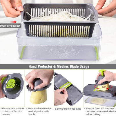 🌷 50% DE RÉDUCTION | Ensemble de 15 pièces coupe-légumes multifonctionnel – Coupe, Râpe et Hache super rapidement et sans effort | Sûr et lavable au lave-vaisselle