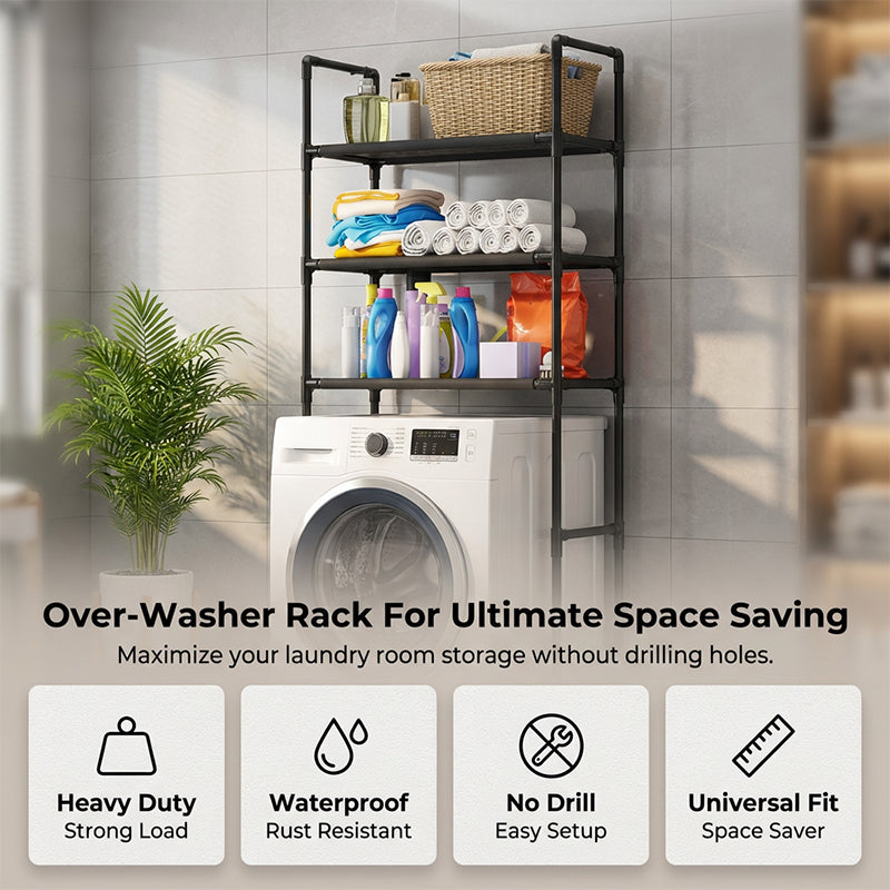 Étagère de rangement pour salle de bain et buanderie – sans perçage