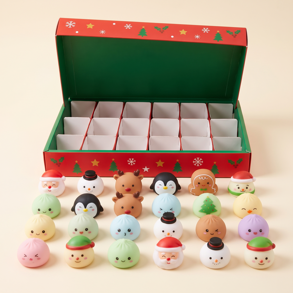 Calendrier de l’Avent Squishy - 24 figurines souples à presser pour patienter jusqu’à Noël