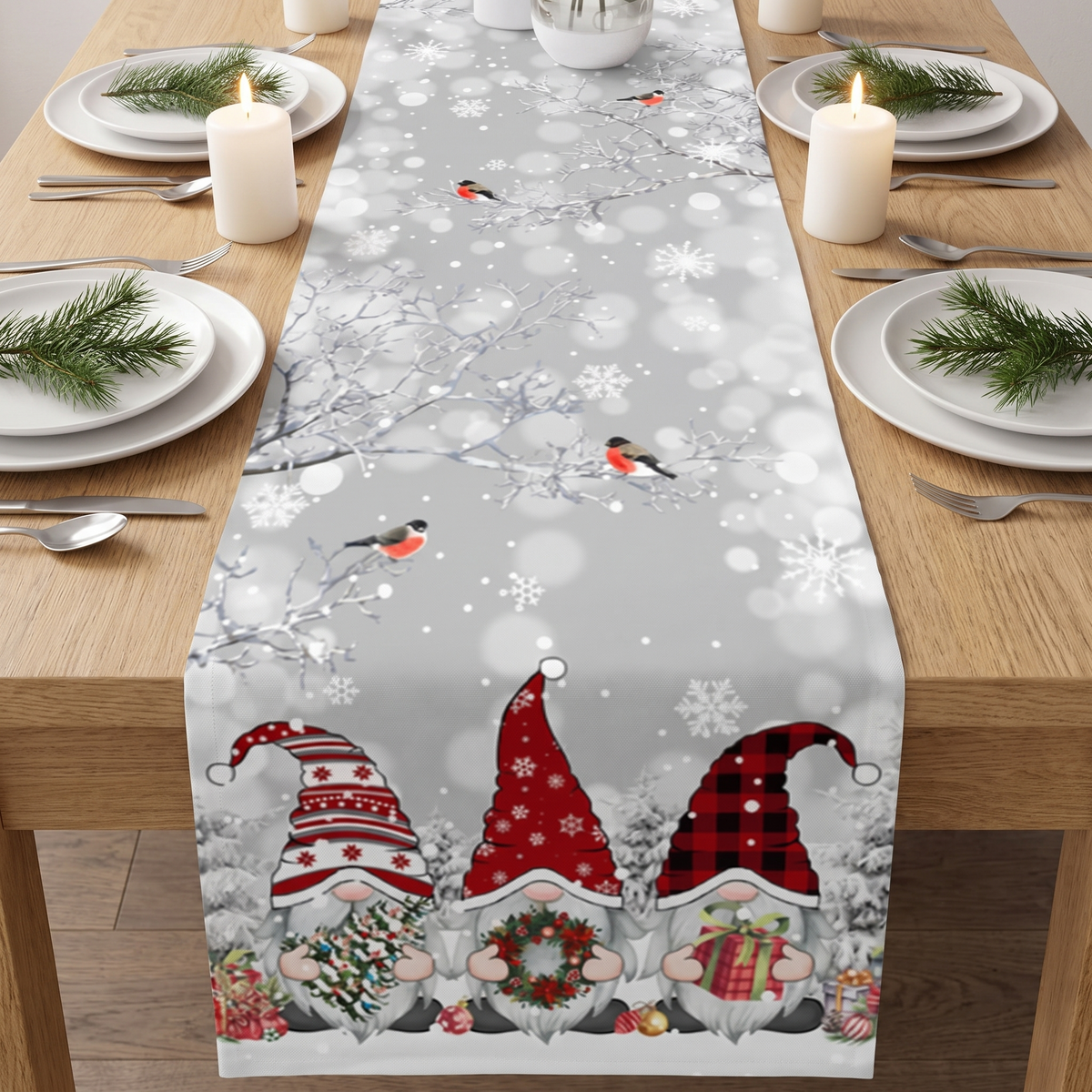 Tafelloper Kerst Grijs