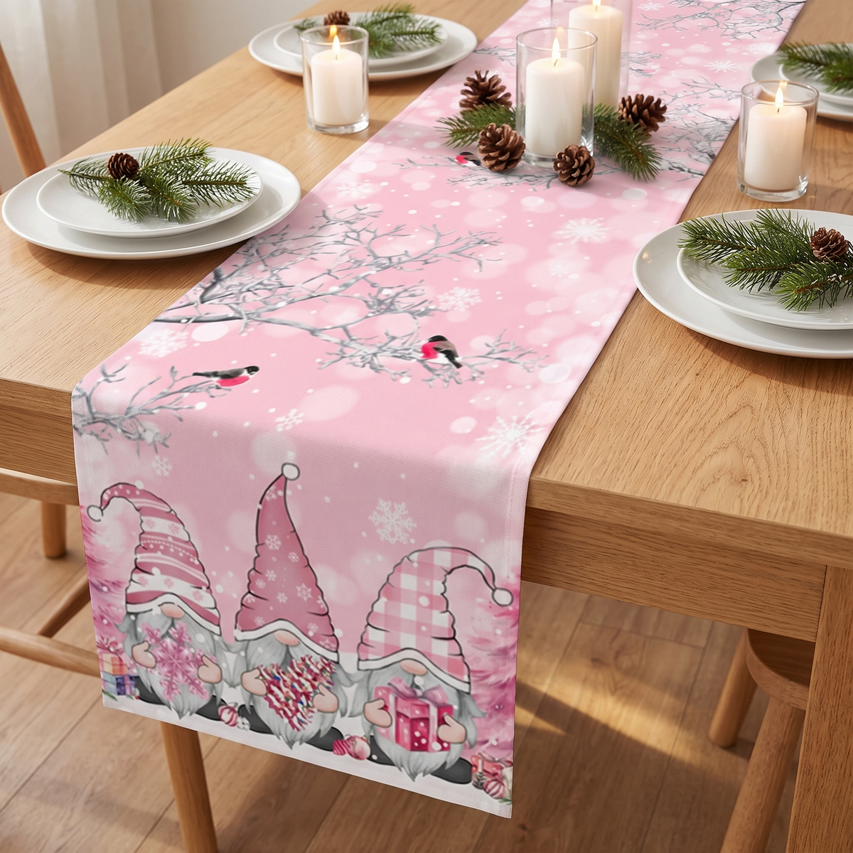 Tafelloper Kerst Roze
