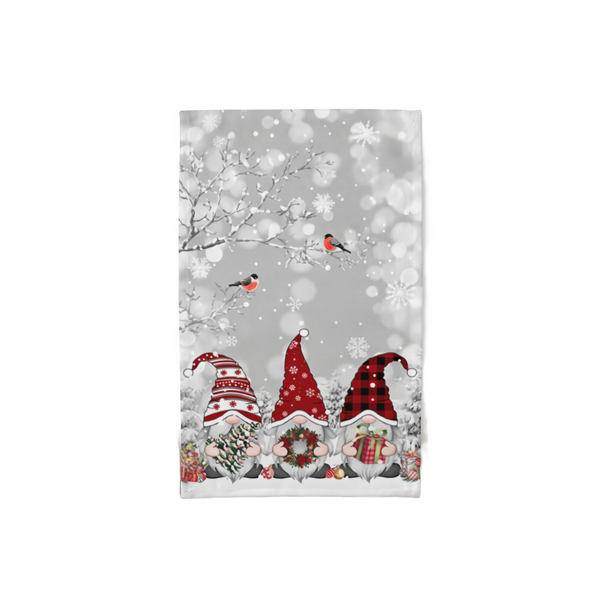 Tafelloper Kerst – Linnen Kerstloper met Kabouters en Sneeuwvlokken (8)
