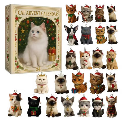 Katten adventskalender met 24 hangers