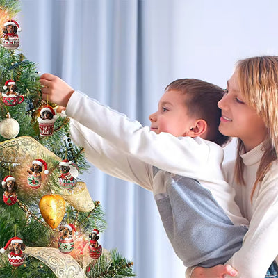 Teckel kersthangers in de kerstboom