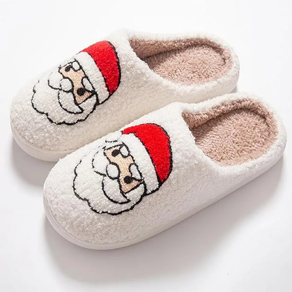 Teddy-Pantoffeln - Retro-Weihnachtshausschuhe mit rutschfester Sohle