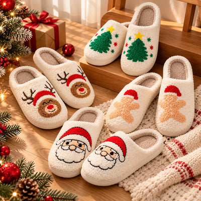 Teddy Pantoffels – Retro Kerstsloffen met Antislipzool (8)